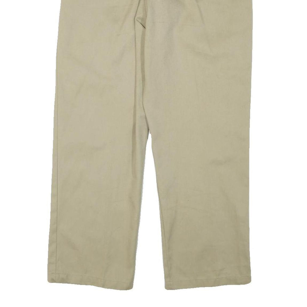 DICKIES Mens Regular Fit Beige Cotton Blend Trousers W34 L28 Classic Zip Closure