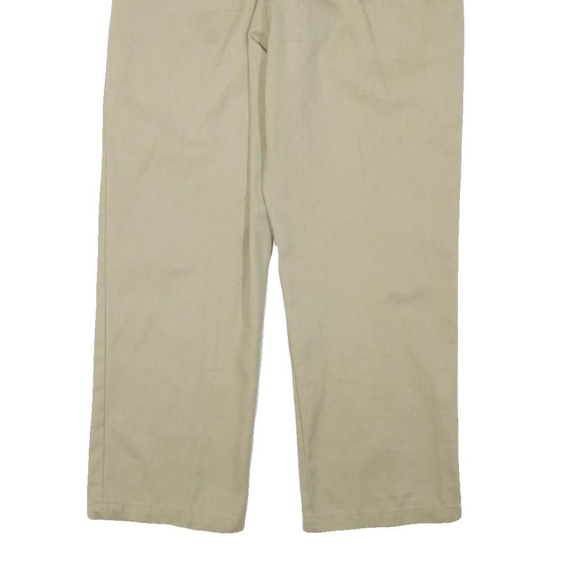 DICKIES Mens Regular Fit Beige Cotton Blend Trousers W34 L28 Classic Zip Closure