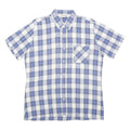 ACKERMANN Mens Blue & White Check Shirt L Cotton Blend Short Sleeve Casual