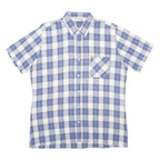 ACKERMANN Mens Blue & White Check Shirt L Cotton Blend Short Sleeve Casual
