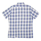 ACKERMANN Mens Blue & White Check Shirt L Cotton Blend Short Sleeve Casual