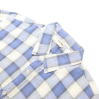 ACKERMANN Mens Blue & White Check Shirt L Cotton Blend Short Sleeve Casual