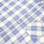 ACKERMANN Mens Blue & White Check Shirt L Cotton Blend Short Sleeve Casual