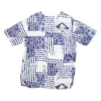 Womens Blue & White Patterned Shirts L Nautical Print Button Front Comfortable