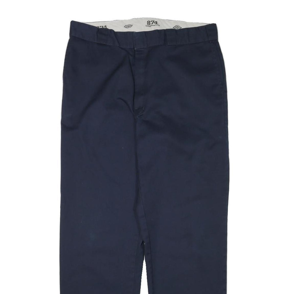 DICKIES Mens Cotton Blend Navy Regular Fit Straight Leg Trousers W36 L32