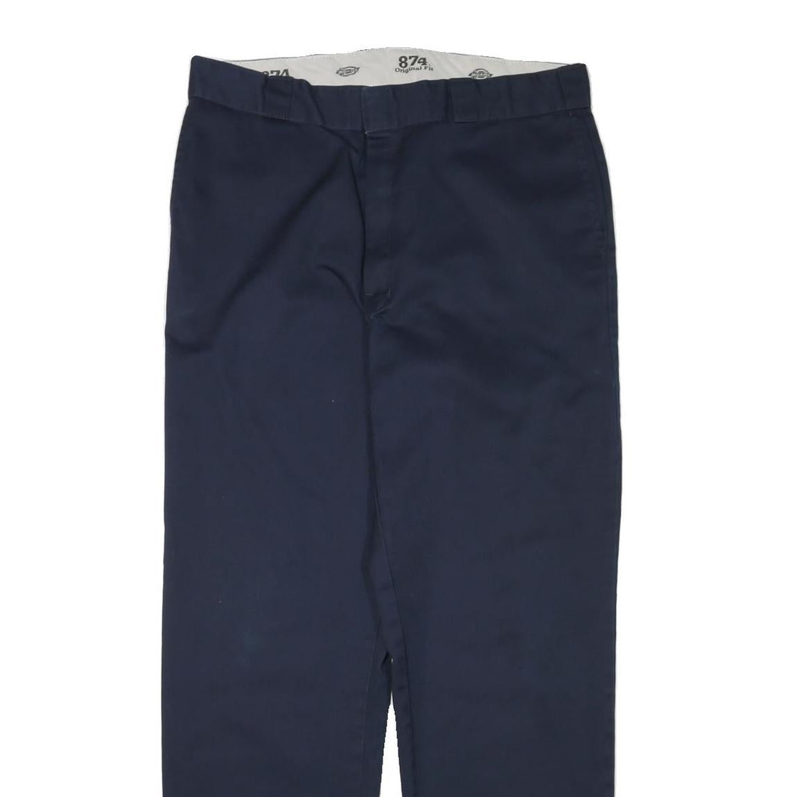 DICKIES Mens Cotton Blend Navy Regular Fit Straight Leg Trousers W36 L32