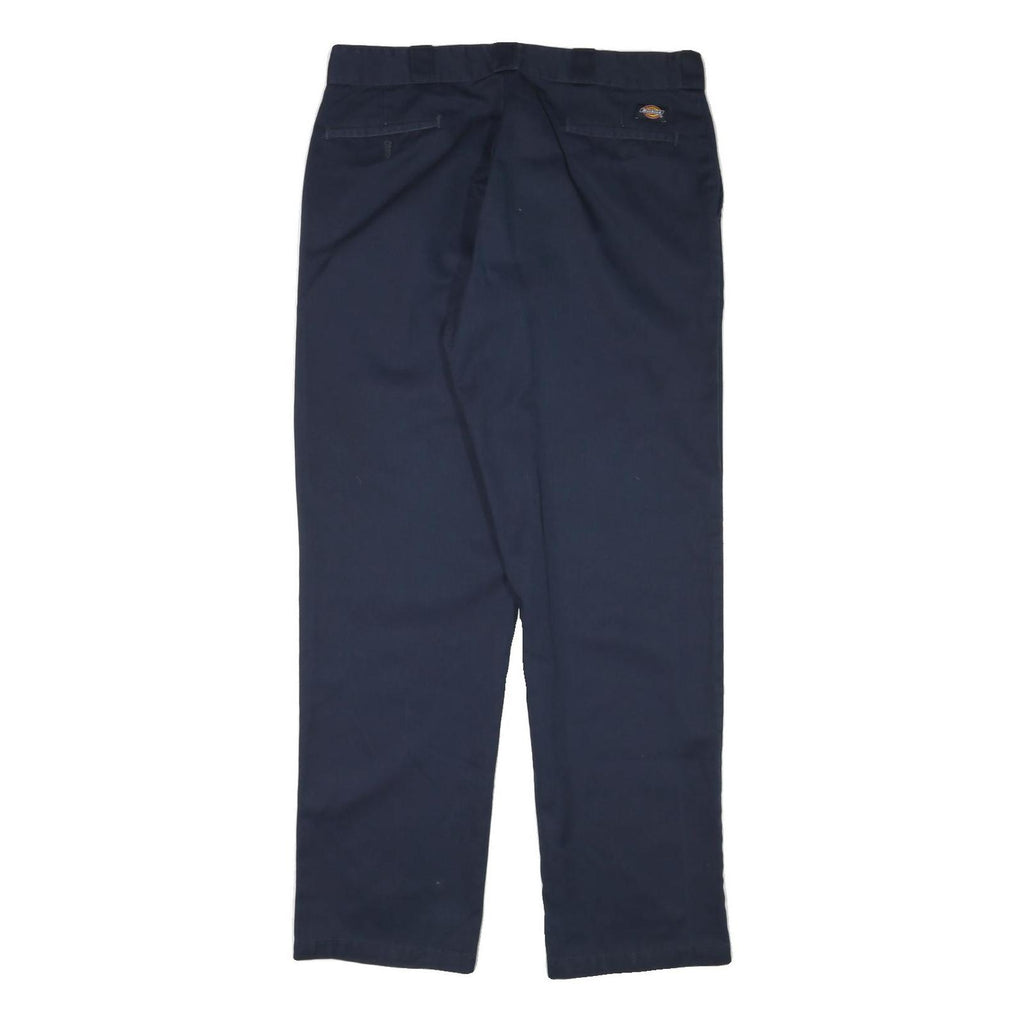 DICKIES Mens Cotton Blend Navy Regular Fit Straight Leg Trousers W36 L32