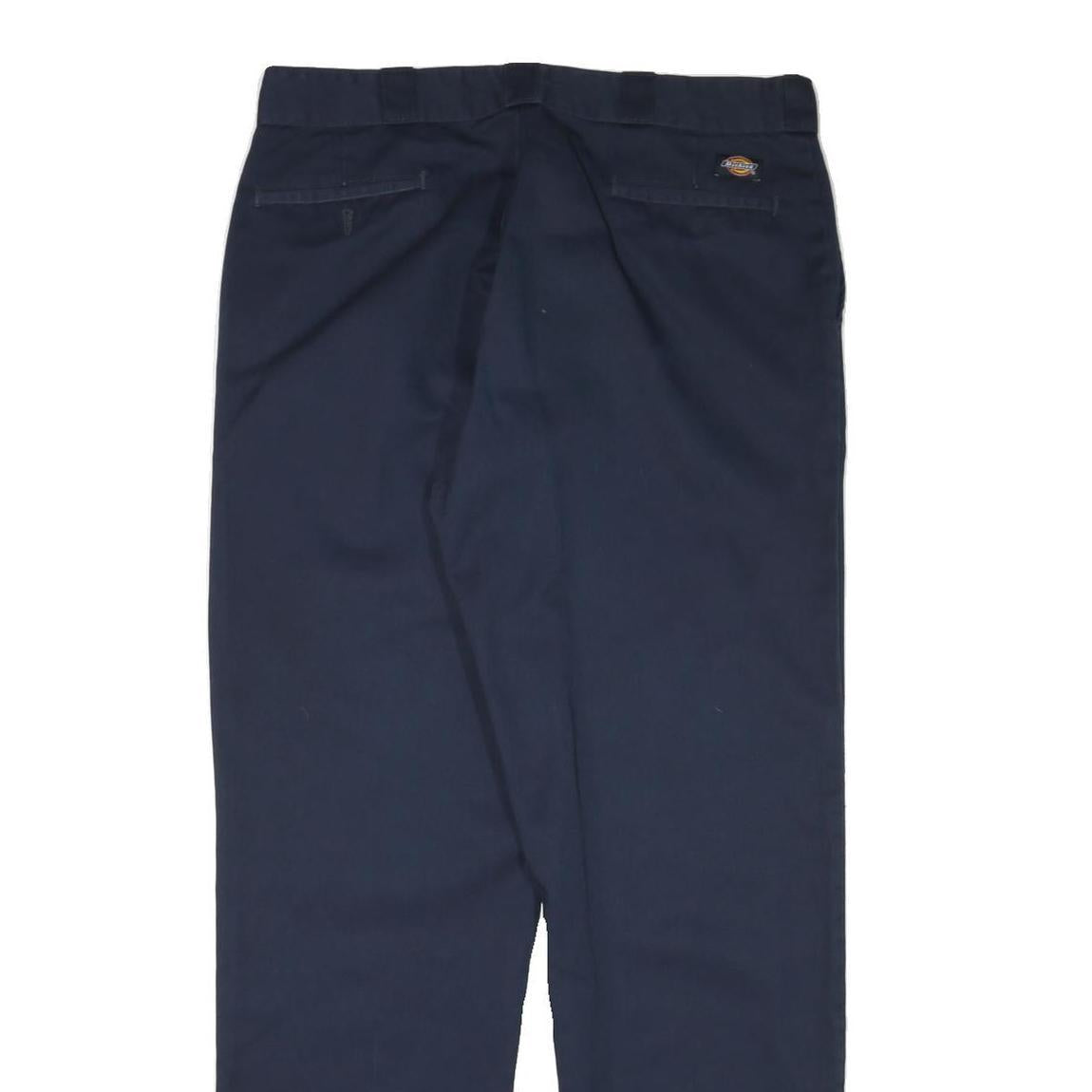 DICKIES Mens Cotton Blend Navy Regular Fit Straight Leg Trousers W36 L32
