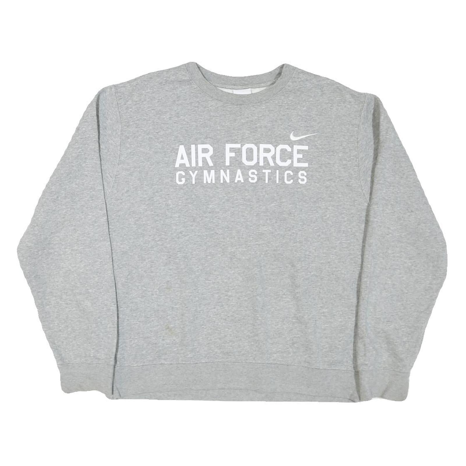 NIKE Mens Grey Air Force Gymnastics Crew Neck M Sweatshirt Cotton Blend Pullover