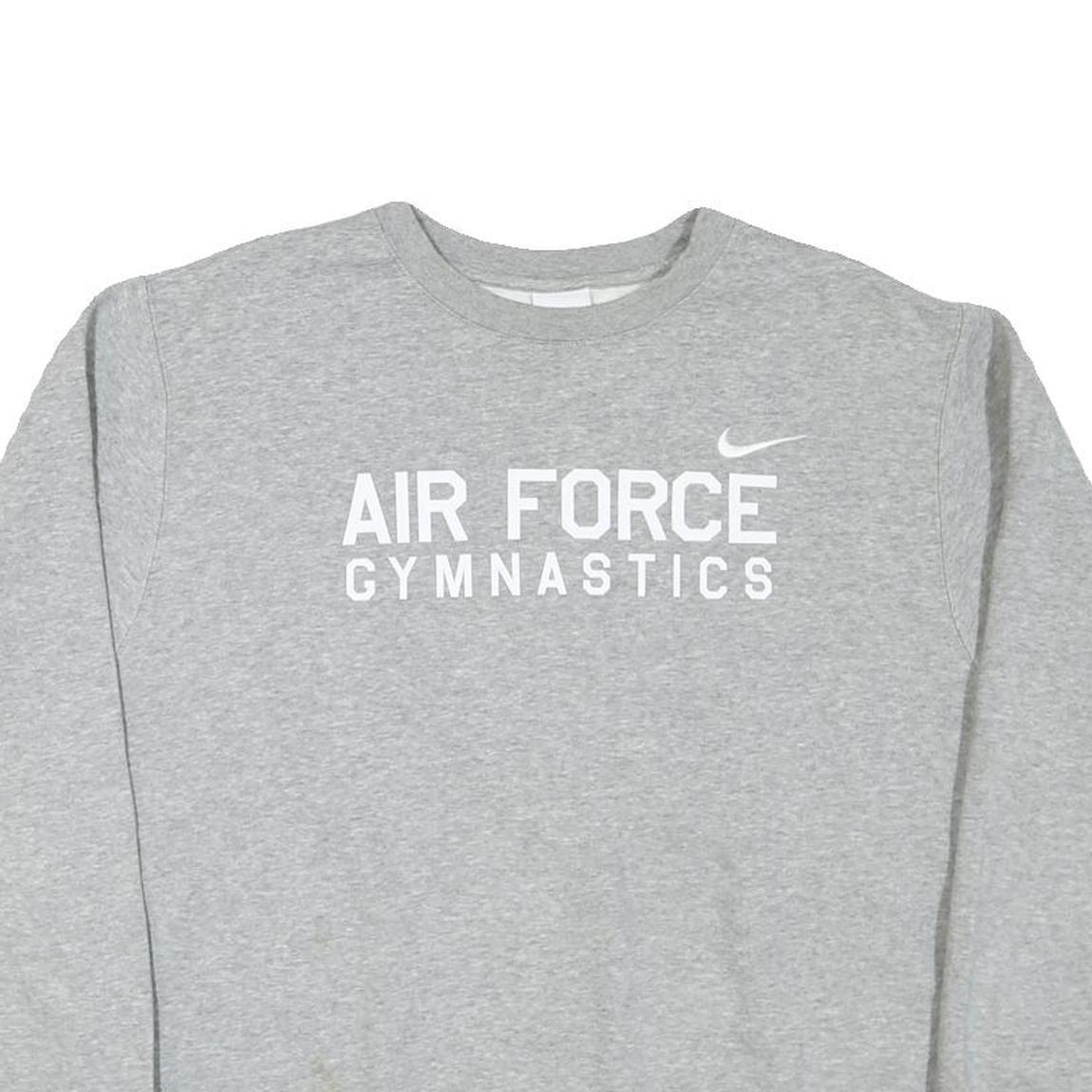 NIKE Mens Grey Air Force Gymnastics Crew Neck M Sweatshirt Cotton Blend Pullover
