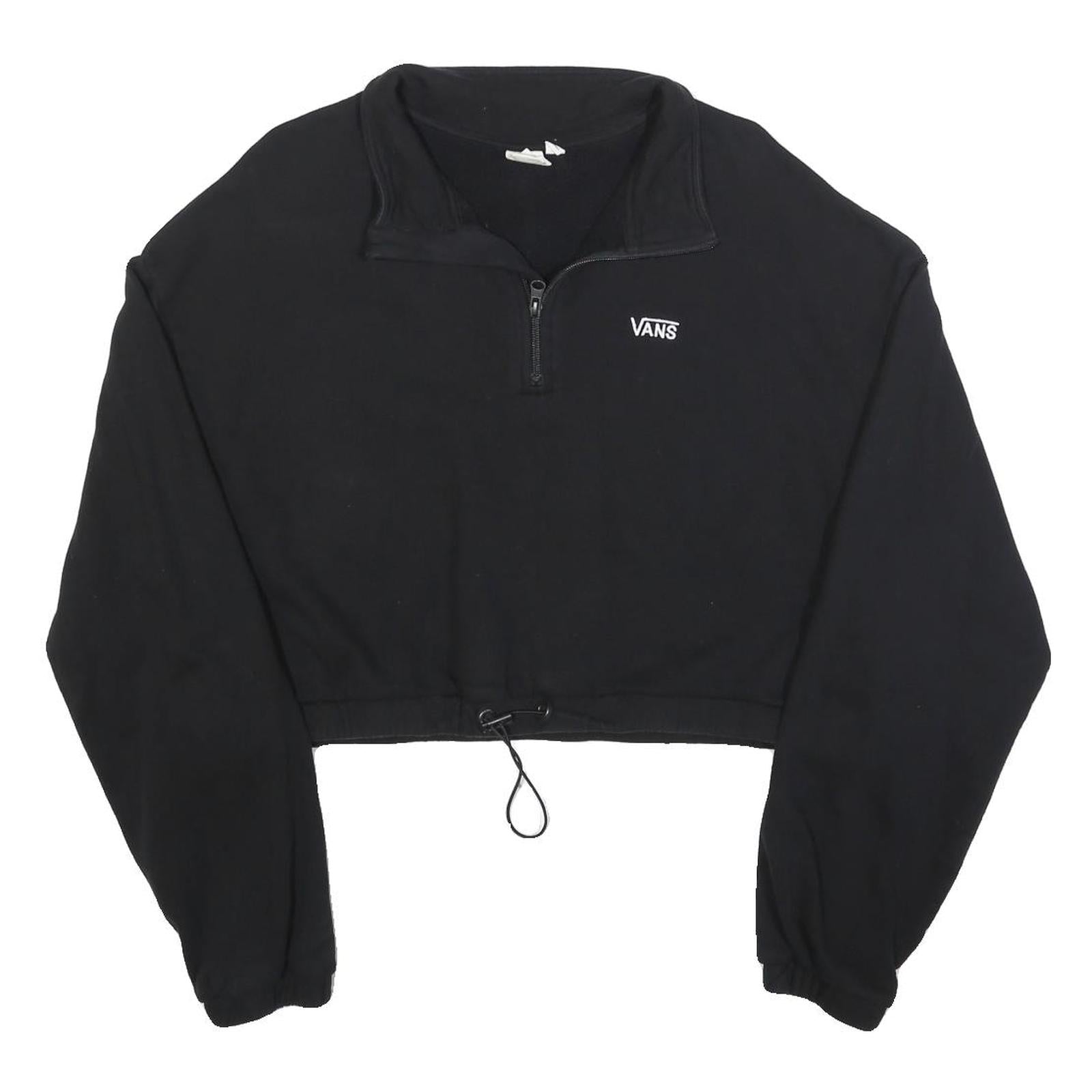 VANS Womens Black Crop Half Zip Sweatshirt XL Casual Streetwear
