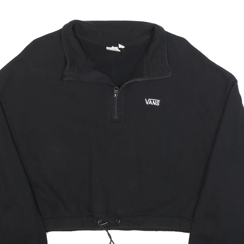 VANS Womens Black Crop Half Zip Sweatshirt XL Casual Streetwear