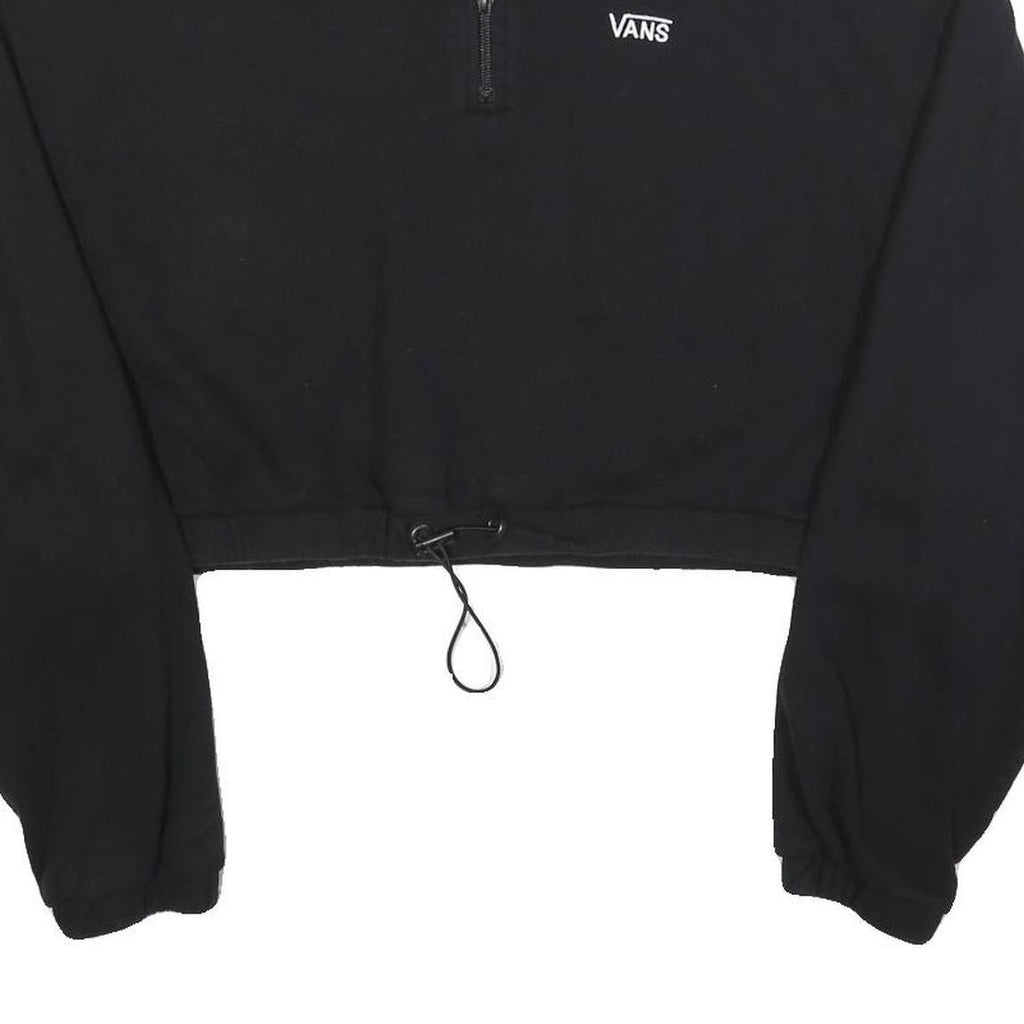 VANS Womens Black Crop Half Zip Sweatshirt XL Casual Streetwear