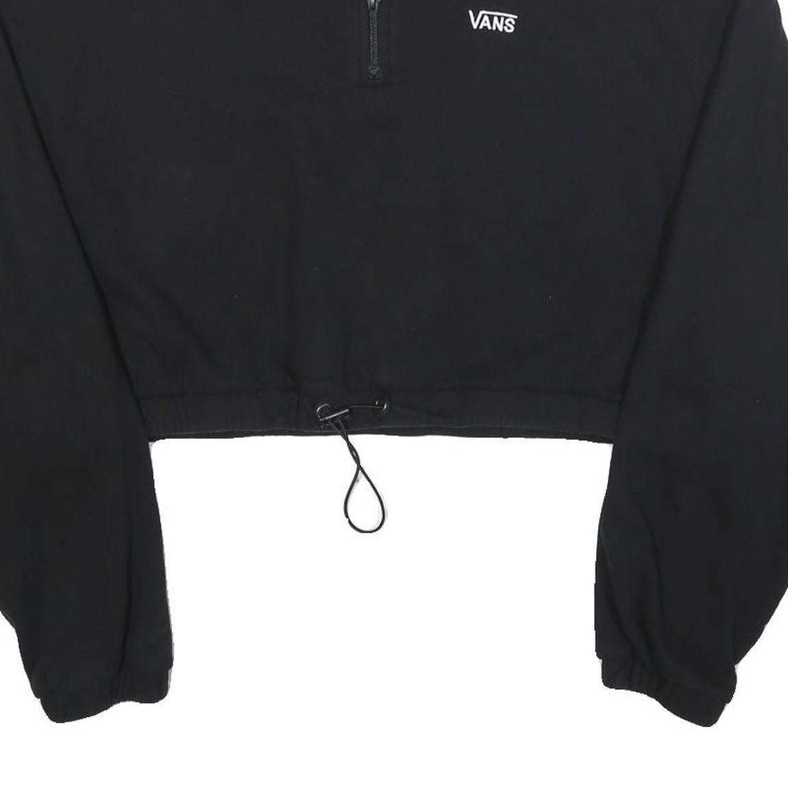 VANS Womens Black Crop Half Zip Sweatshirt XL Casual Streetwear