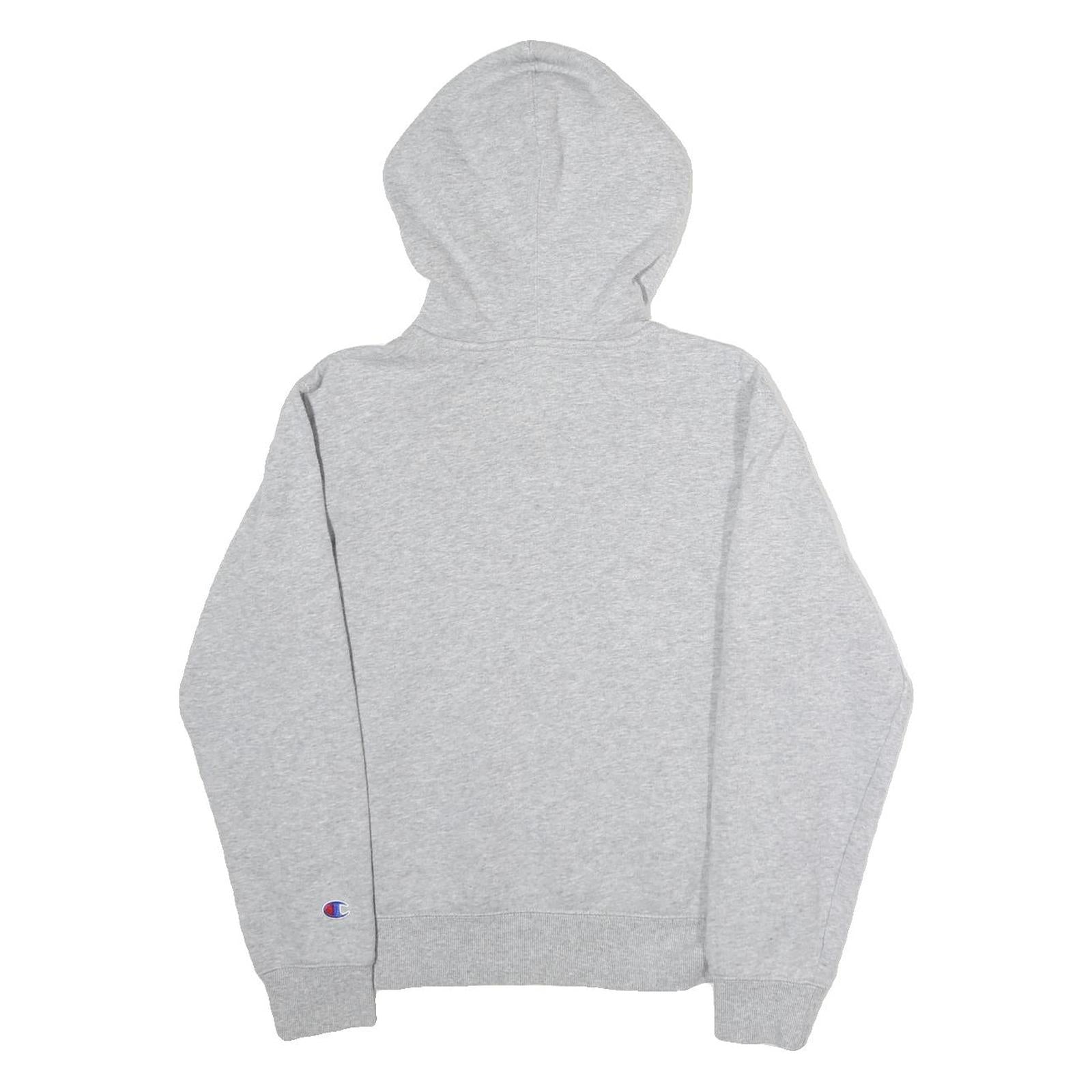 CHAMPION Mens Grey Hoodie L Cotton Blend Casual Logo Pullover Sweatshirt