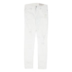 ALL SAINTS Womens White Regular Skinny Denim Jeans W27 L29 Distressed Zip