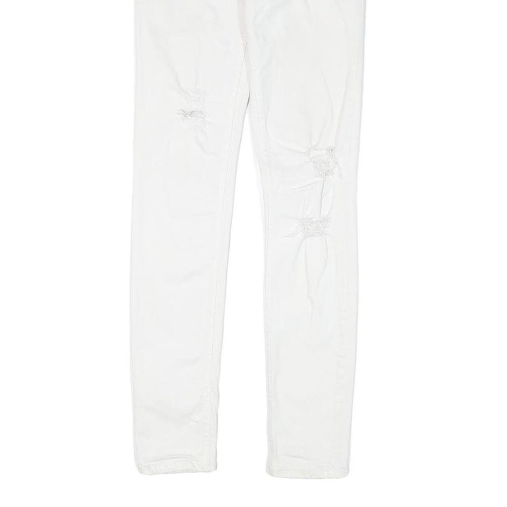 ALL SAINTS Womens White Regular Skinny Denim Jeans W27 L29 Distressed Zip