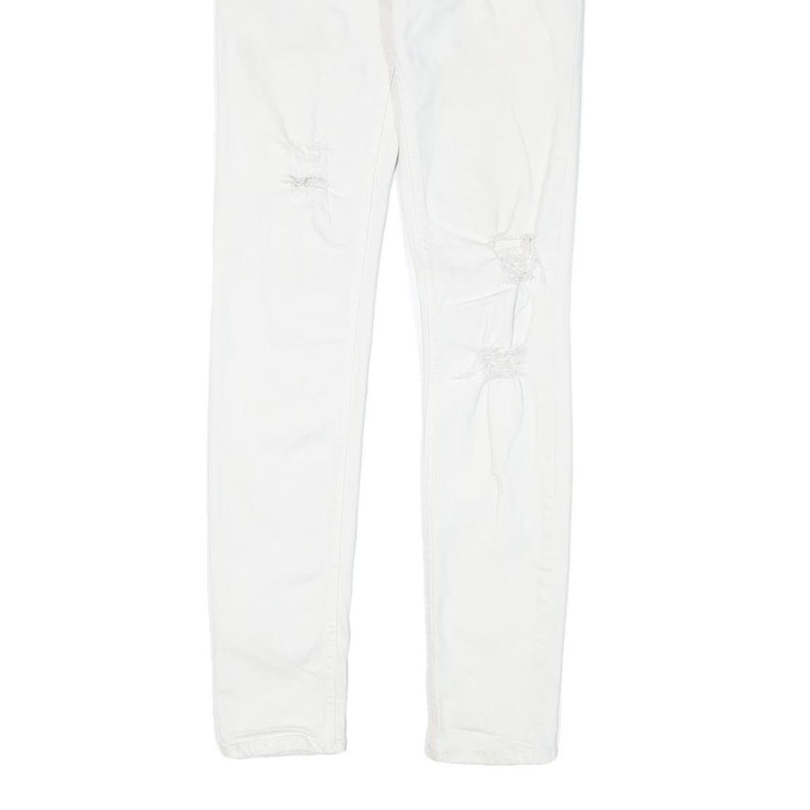 ALL SAINTS Womens White Regular Skinny Denim Jeans W27 L29 Distressed Zip