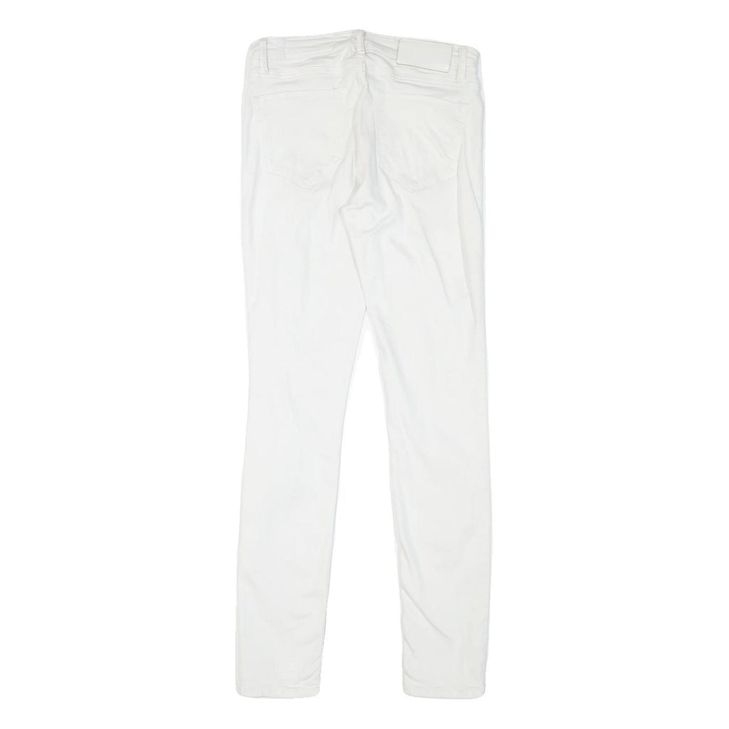 ALL SAINTS Womens White Regular Skinny Denim Jeans W27 L29 Distressed Zip