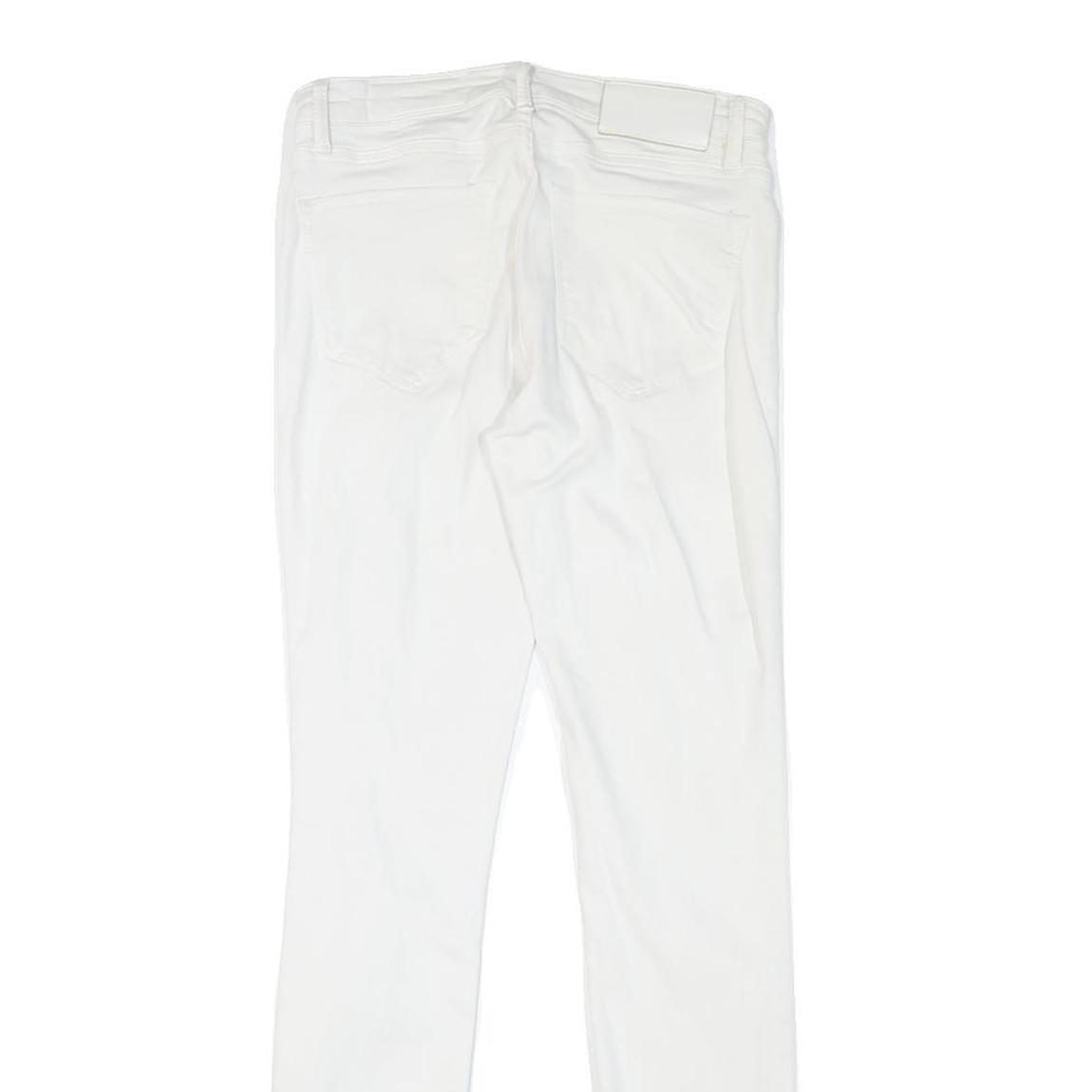 ALL SAINTS Womens White Regular Skinny Denim Jeans W27 L29 Distressed Zip