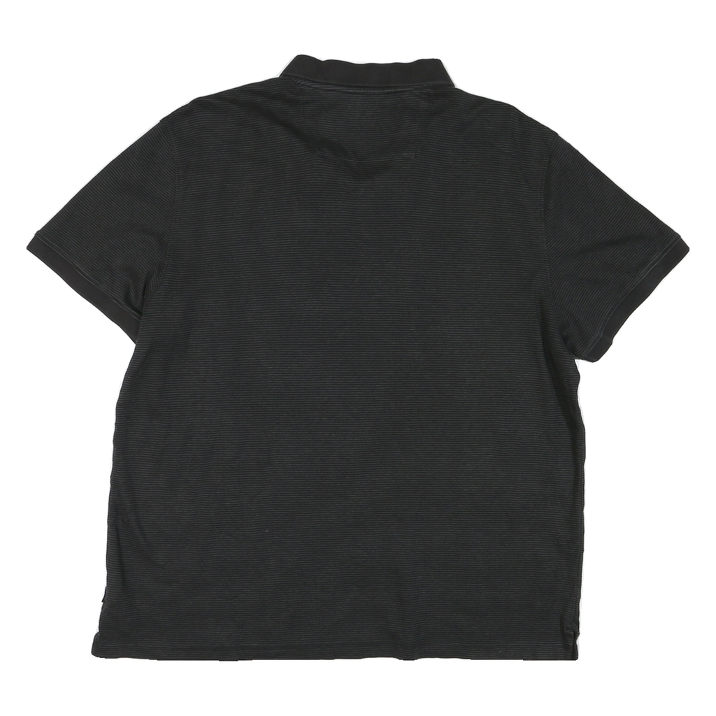CALVIN KLEIN Mens Black Short Sleeve Striped XL Polo Shirt Cotton Blend Casual