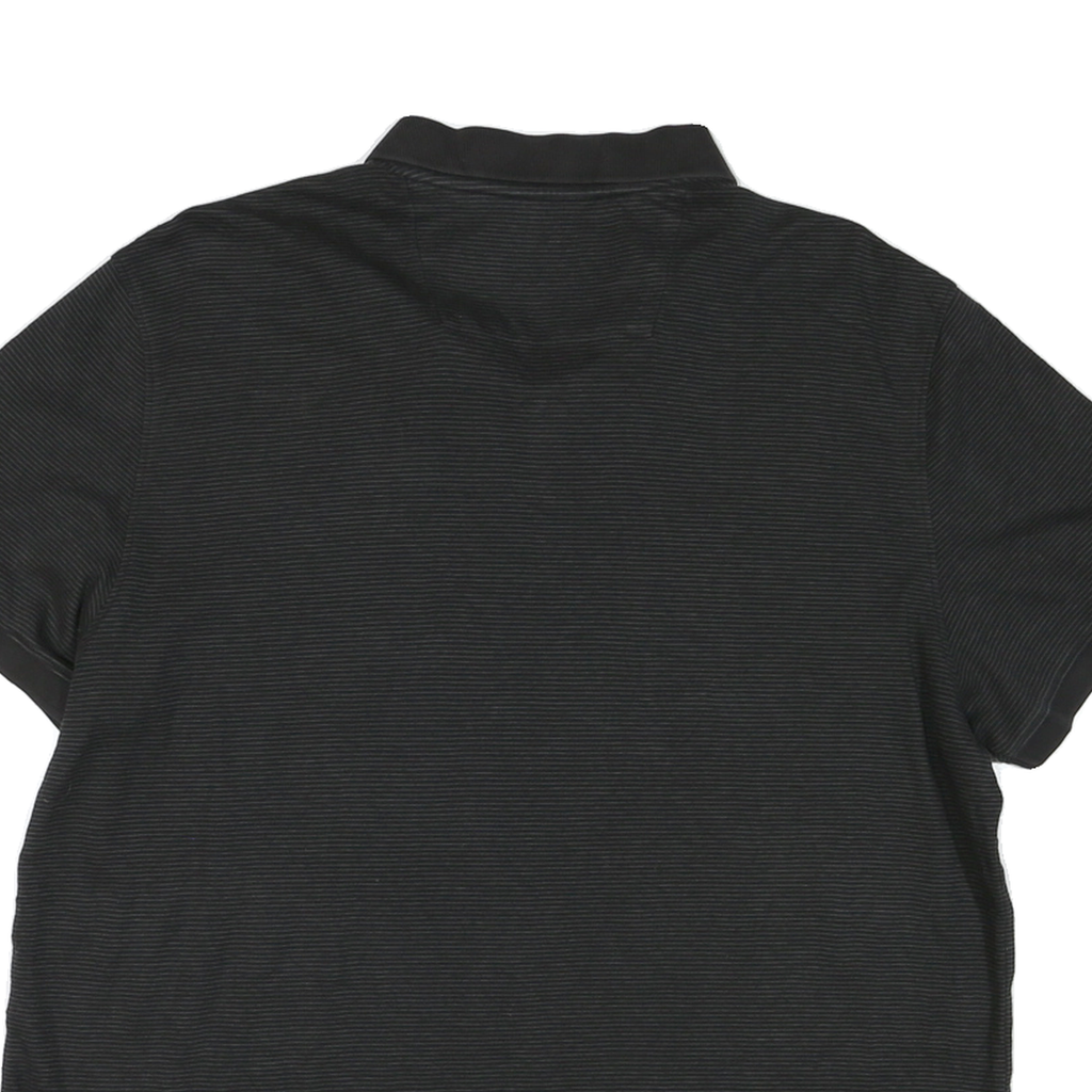 CALVIN KLEIN Mens Black Short Sleeve Striped XL Polo Shirt Cotton Blend Casual