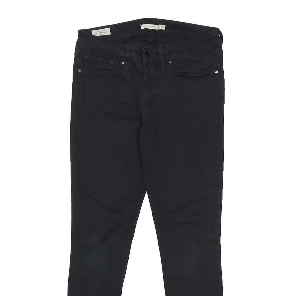 LEVI'S 711 BIG E Womens Slim Black Denim Raw W27 L28 Slim Fit Zip Jeans