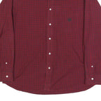 CHAPS Mens Red & Dark Blue Check Shirt XL Button Down Long Sleeve Casual Cotton