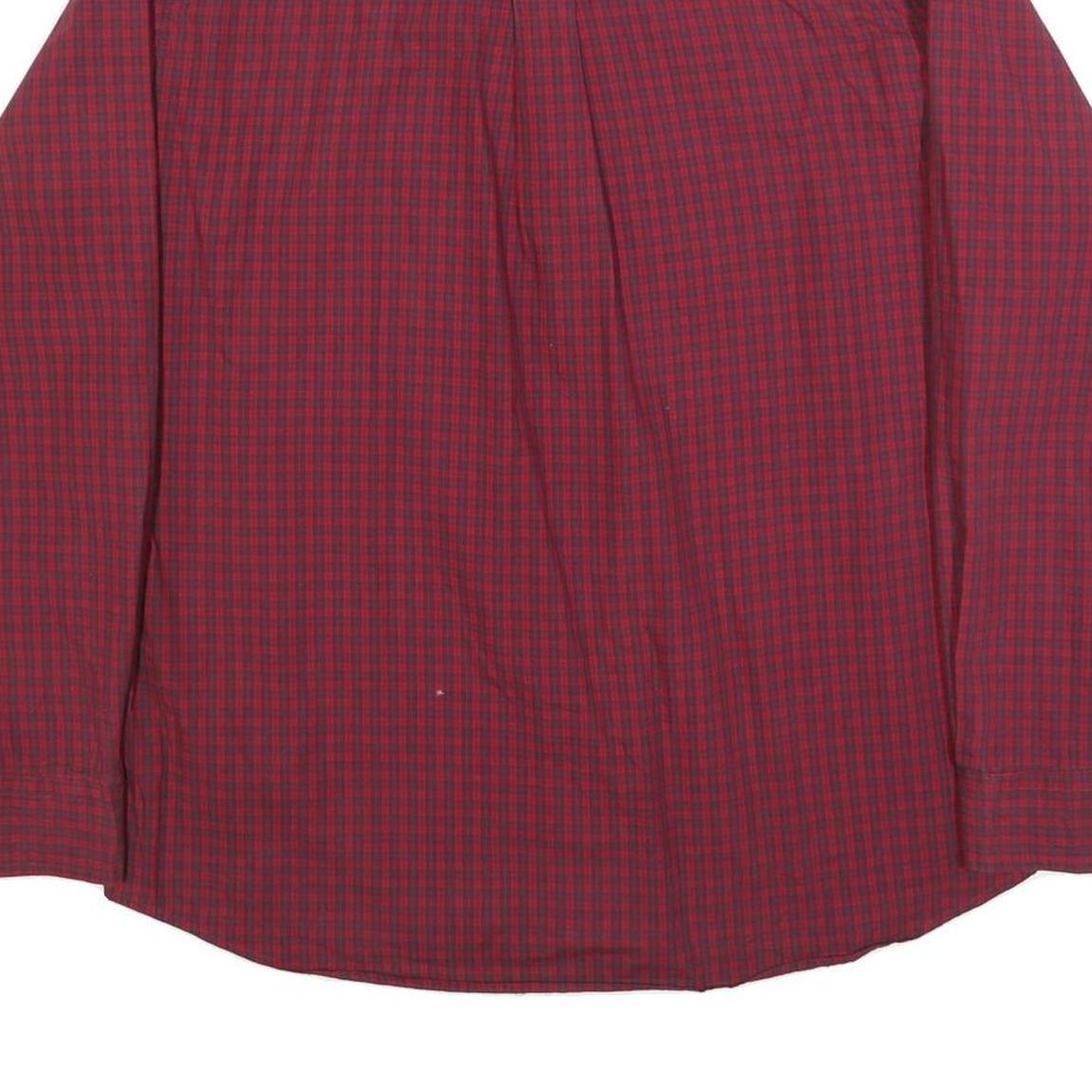 CHAPS Mens Red & Dark Blue Check Shirt XL Button Down Long Sleeve Casual Cotton