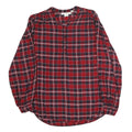 L.O.G.G Womens Red & Navy Check Blouse Long Sleeve Button Neck L Cotton Blend