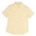 LES OLIVADES Womens Cream & Yellow Printed Shirt Short Sleeve Collared L
