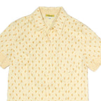 LES OLIVADES Womens Cream & Yellow Printed Shirt Short Sleeve Collared L