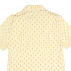 LES OLIVADES Womens Cream & Yellow Printed Shirt Short Sleeve Collared L