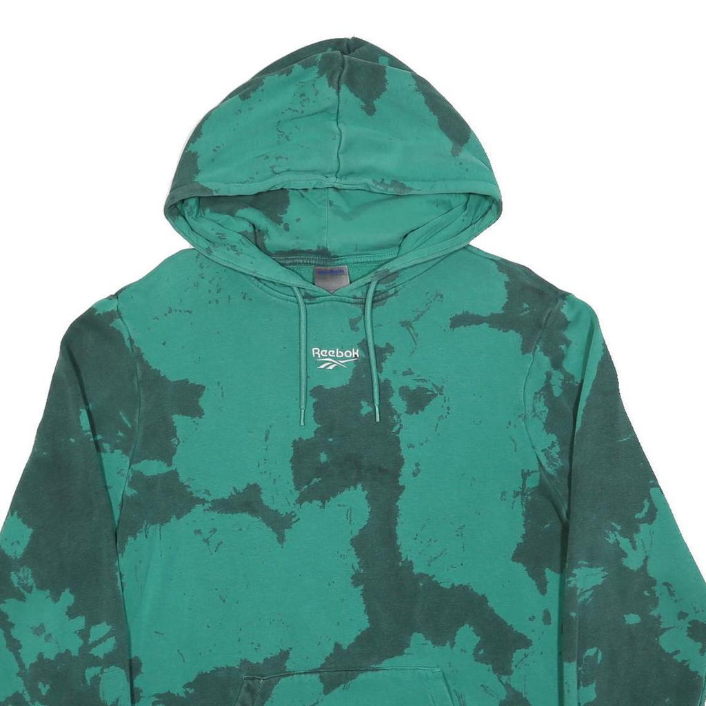 REEBOK Womens Green Pullover XS Cotton Blend Colourblock Jersey Drawstring