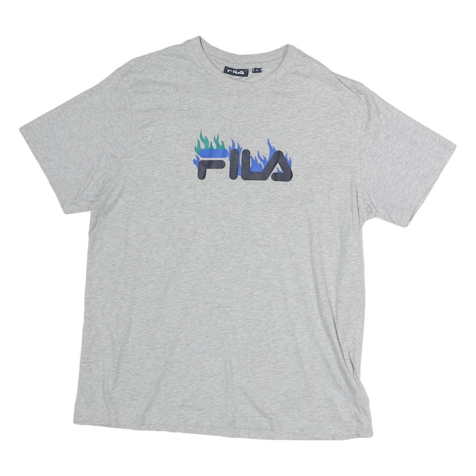 FILA Womens Grey Graphic T-Shirt XL Short Sleeve Crew Neck Cotton Casual