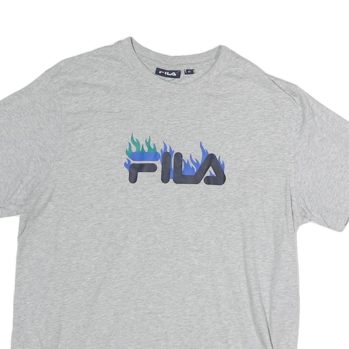 FILA Womens Grey Graphic T-Shirt XL Short Sleeve Crew Neck Cotton Casual