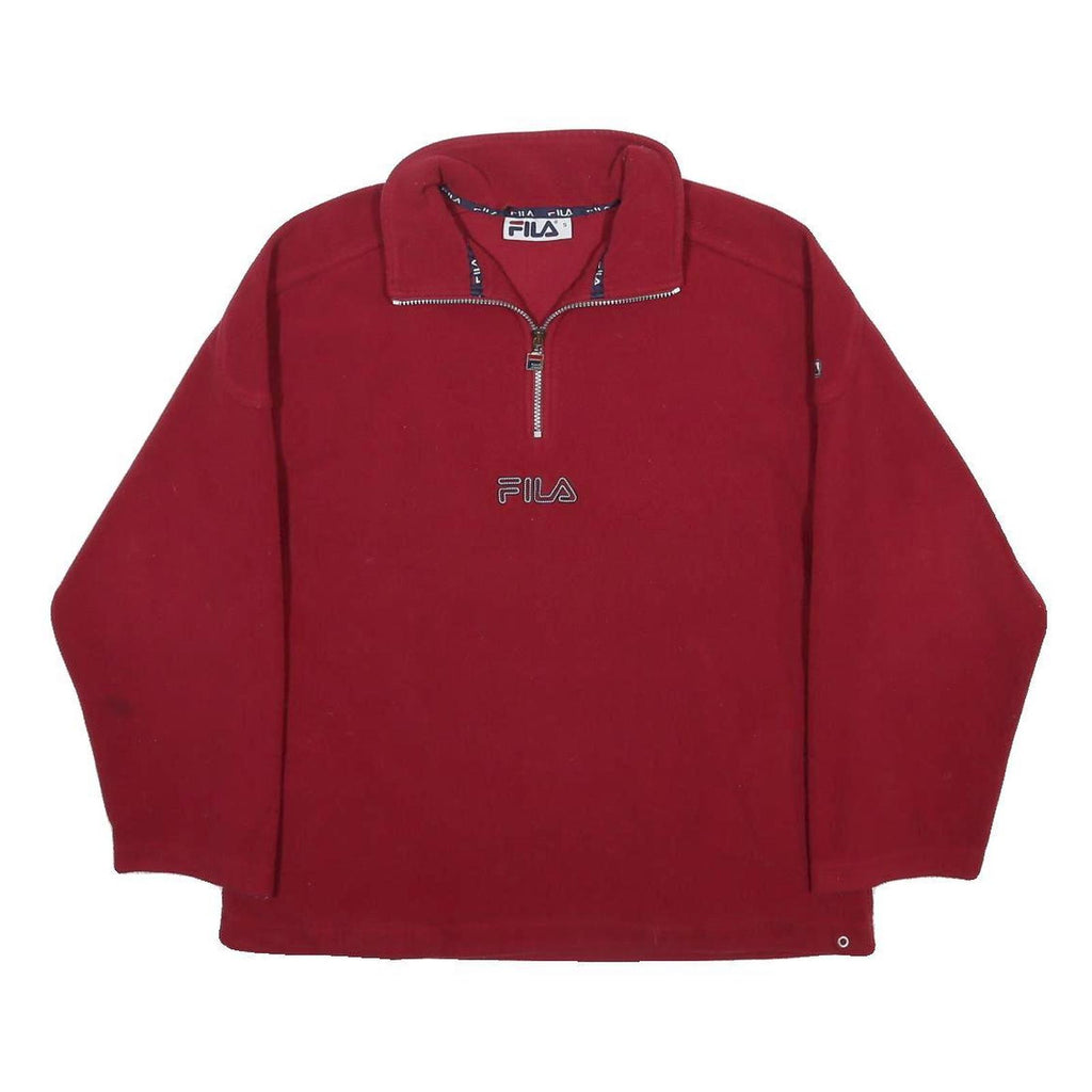 FILA Mens Red Polyester Pullover Jumper Crew Neck Regular S Sports Casual