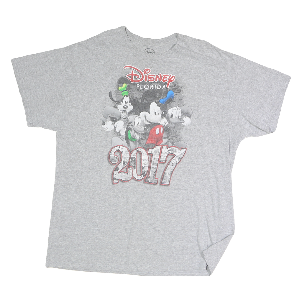 DISNEY Mens Grey Florida 2017 Graphic T-Shirt XL Short Sleeve Crew Neck