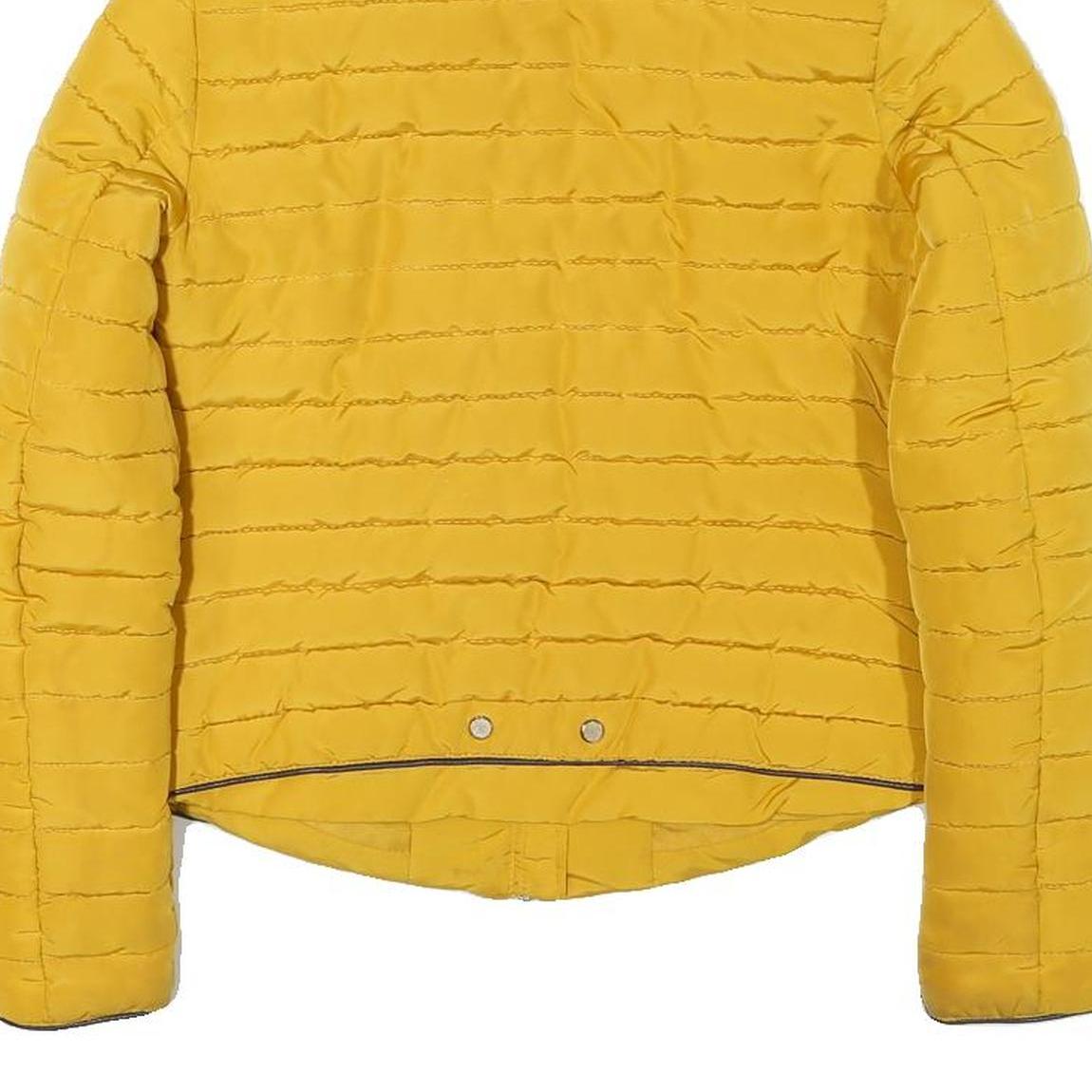 ZARA BASIC Womens Yellow Polyester Blend Puffer Jacket XS Quilted Zip Up