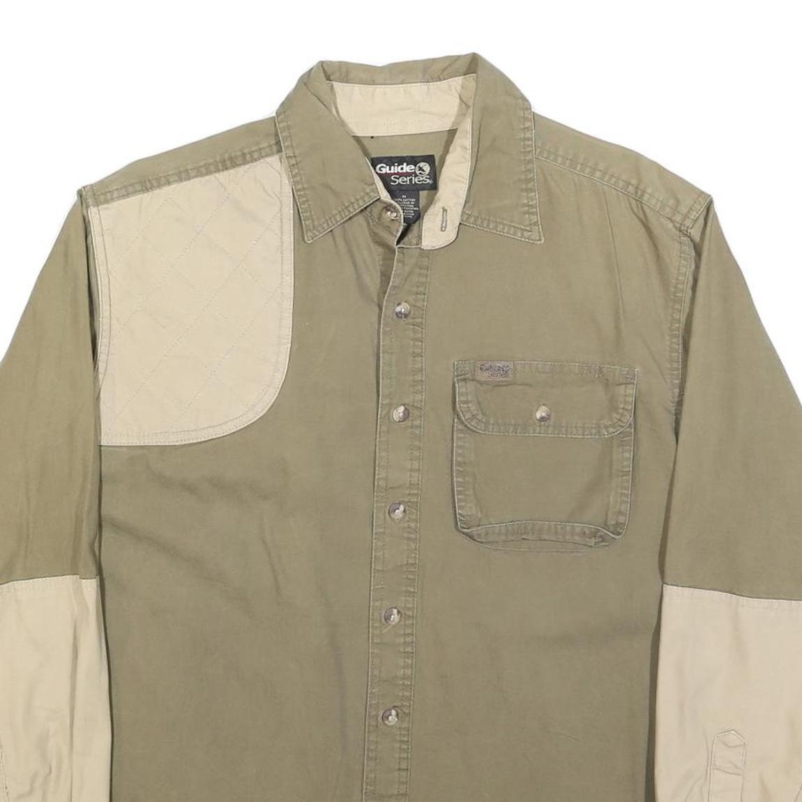 GUIDE SERIES Mens Beige & Cream Cotton Blend Shirt M Colourblock Casual Utility