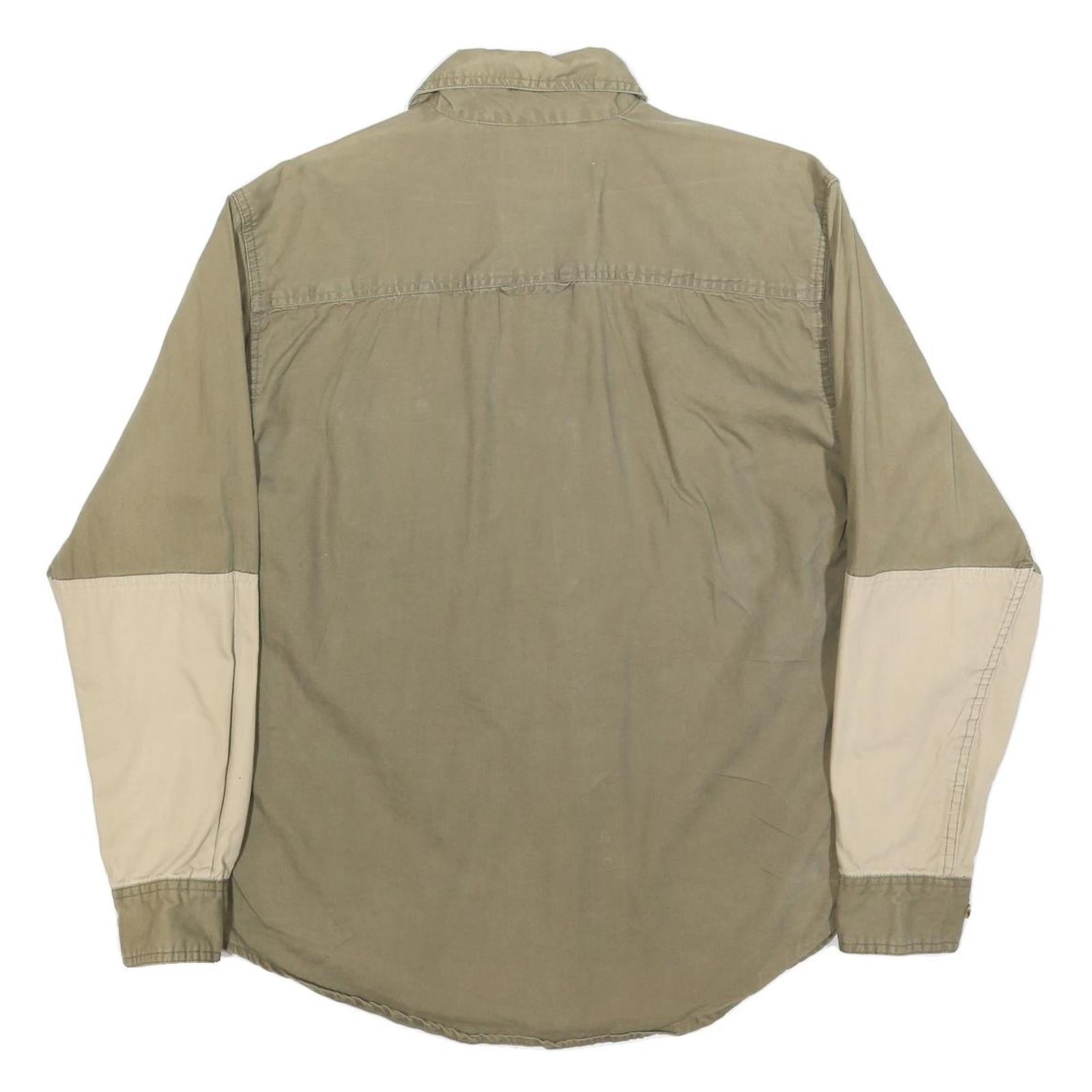 GUIDE SERIES Mens Beige & Cream Cotton Blend Shirt M Colourblock Casual Utility