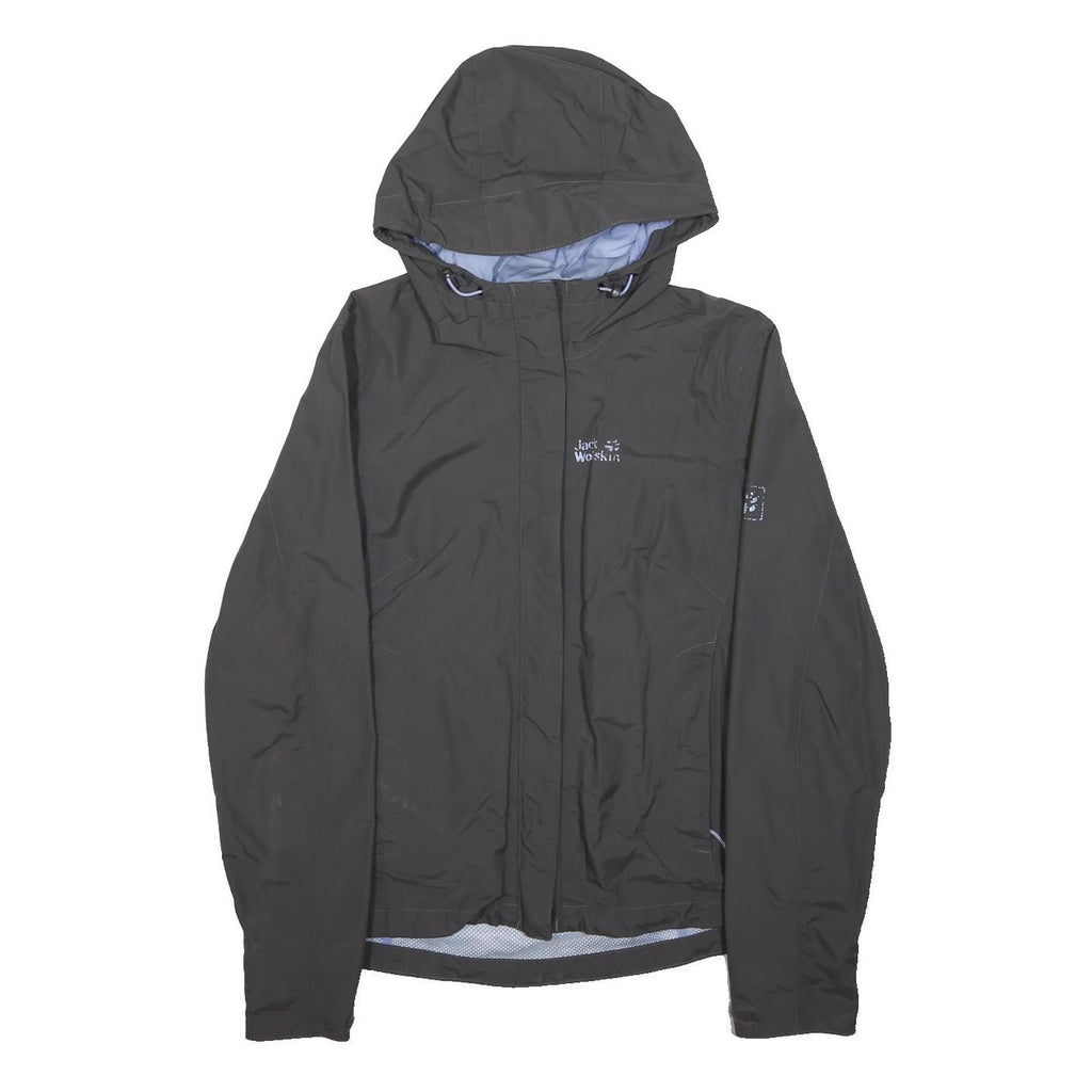 JACK WOLFSKIN Womens Black Outdoor Jacket S Polyester Zip Hooded Plain Casual