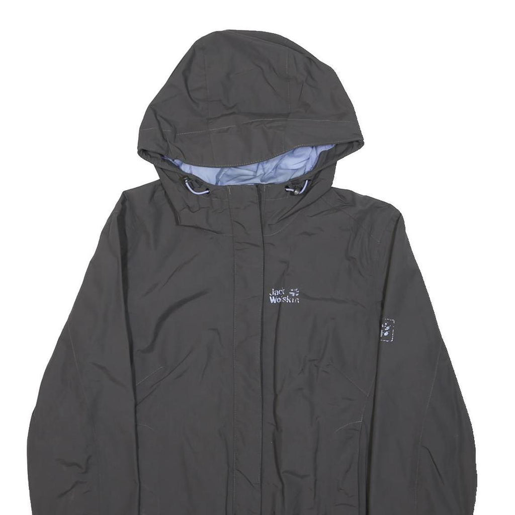 JACK WOLFSKIN Womens Black Outdoor Jacket S Polyester Zip Hooded Plain Casual