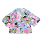 ZARA Womens Blue & Pink Printed Oversized Shirt Short Sleeve Collar M Casual