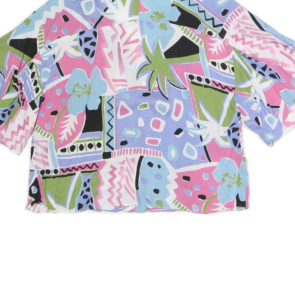 ZARA Womens Blue & Pink Printed Oversized Shirt Short Sleeve Collar M Casual