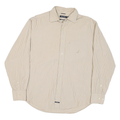 NAUTICA Mens Beige & White Striped Shirt M Classic Cotton Blend Casual Long