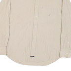 NAUTICA Mens Beige & White Striped Shirt M Classic Cotton Blend Casual Long