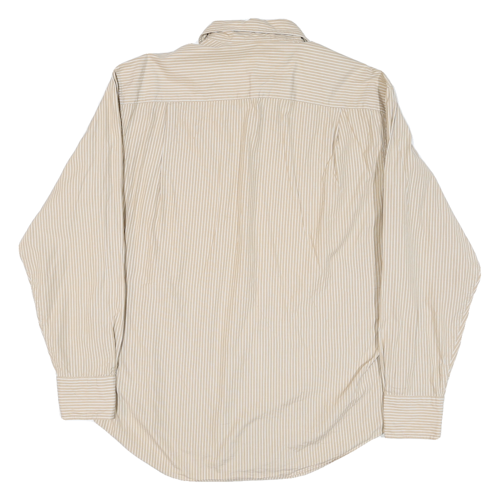 NAUTICA Mens Beige & White Striped Shirt M Classic Cotton Blend Casual Long