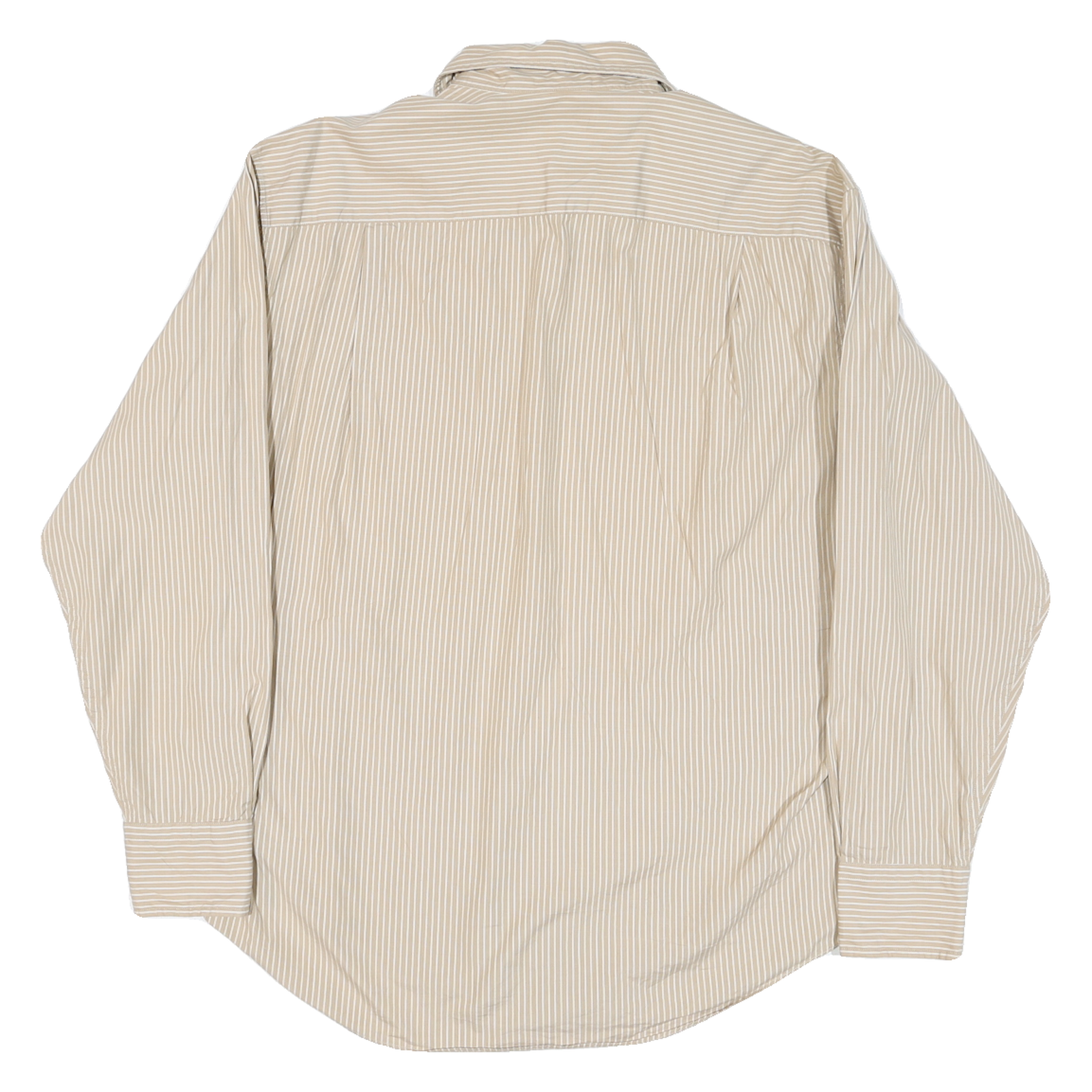 NAUTICA Mens Beige & White Striped Shirt M Classic Cotton Blend Casual Long