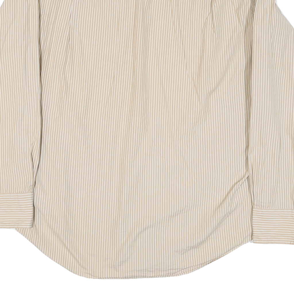 NAUTICA Mens Beige & White Striped Shirt M Classic Cotton Blend Casual Long